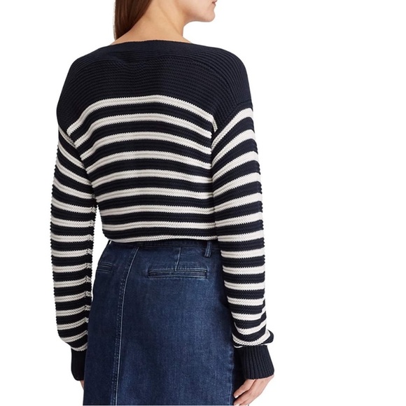 Lauren Ralph Lauren Knit Sweater Size XL Navy/White - Picture 3 of 6